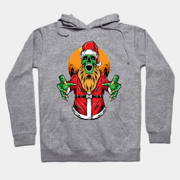 Zombie Santa Scary Hoodie by Mako Design 